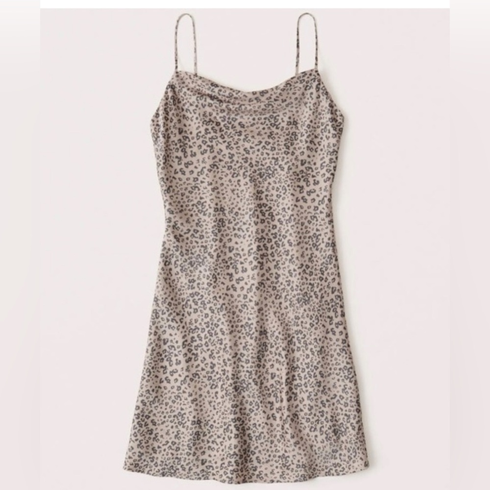 Abercrombie & Fitch Cowl Neck Slip Dress, Animal Print, Small Petite